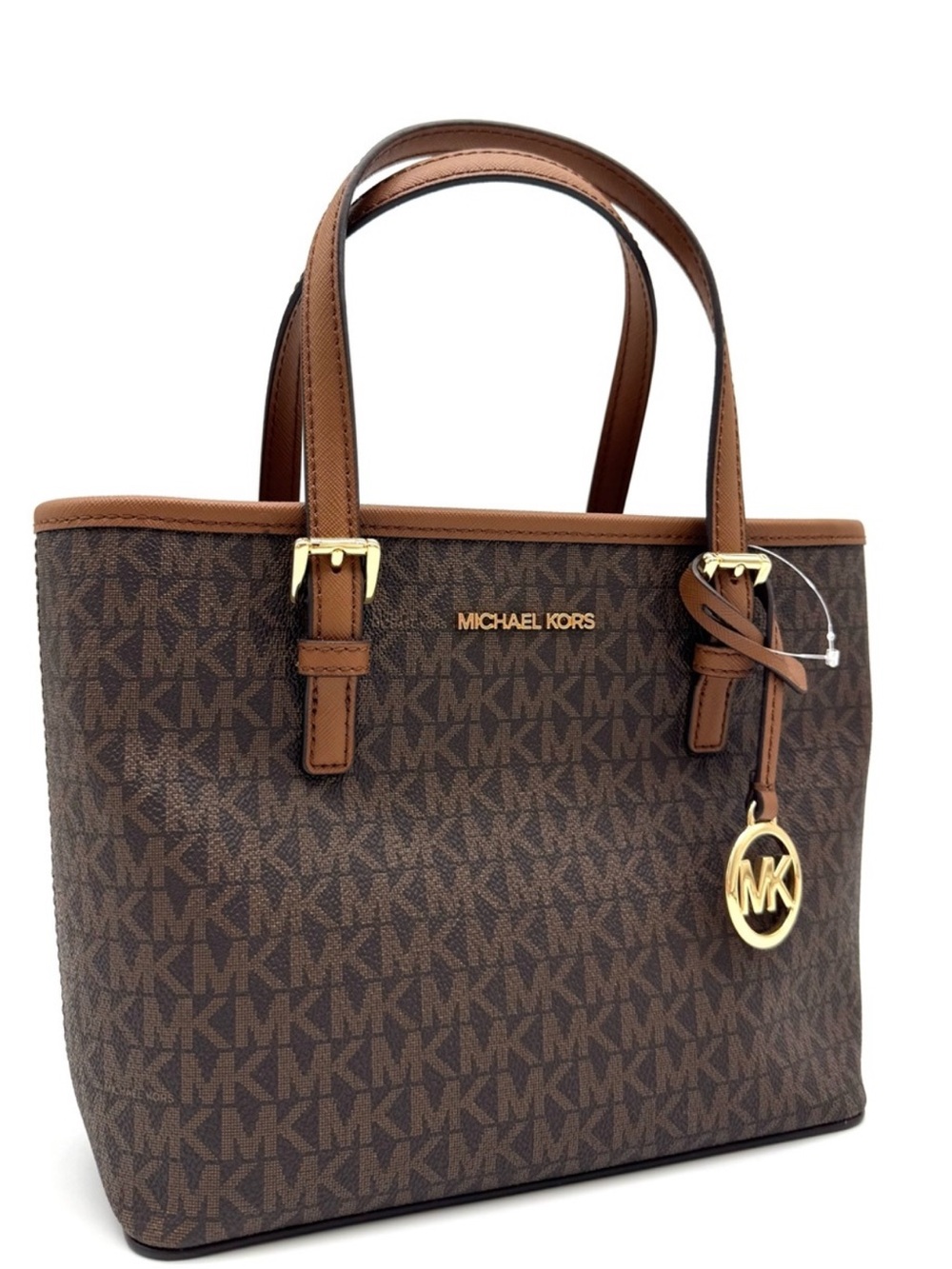 Michael Kors XS Jet Set Travel Convertible TZ Tote Bag Brown Signature
